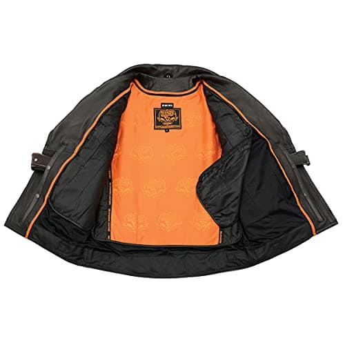 Men's Black Leather Motorcycle Jacket with Multi-Utility Pockets by Milwaukee Leather
