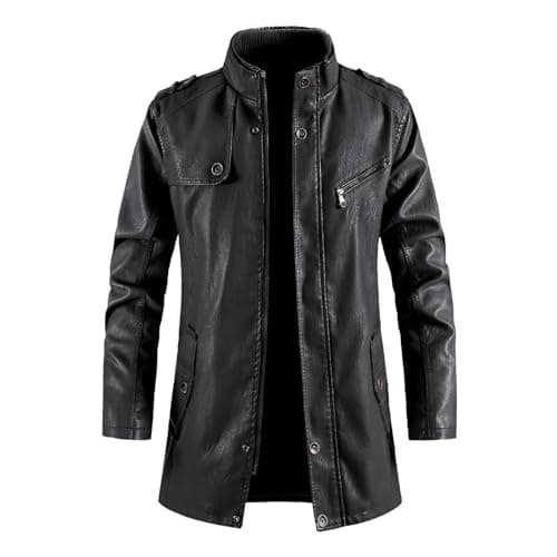 Men's Steampunk Motorcycle Faux Leather Mid-Length Jacket