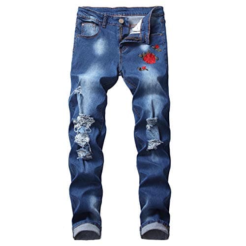 Leward Men's Skinny Slim Fit Ripped Jeans