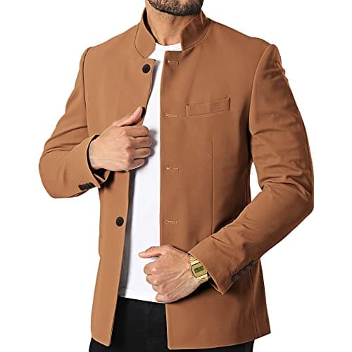 THWEI Mens Casual Suit Blazer Jackets with Stand Collar Sport Coats