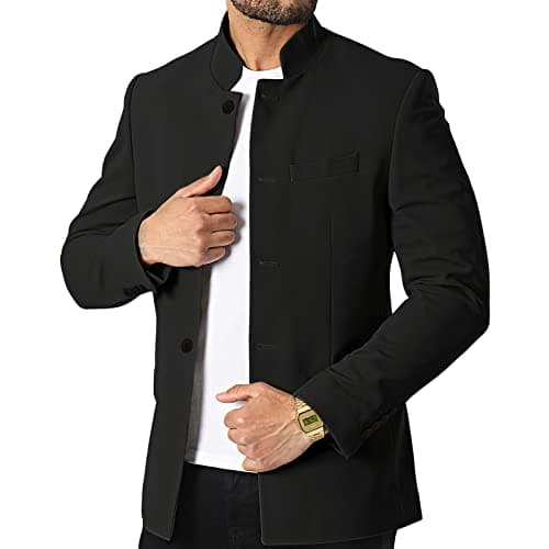 THWEI Mens Casual Suit Blazer Jackets with Stand Collar Sport Coats