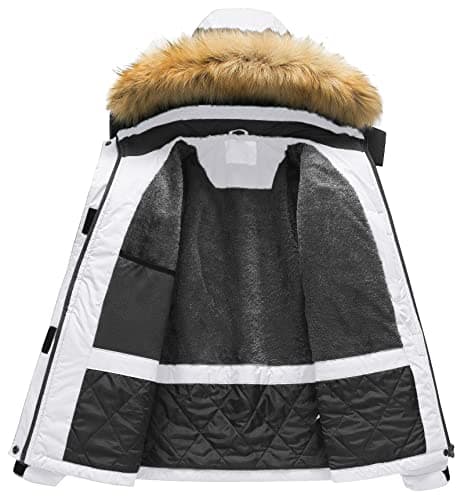 Women's Waterproof Ski Jacket Winter Snow Coats Fur Hooded Raincoat Parka