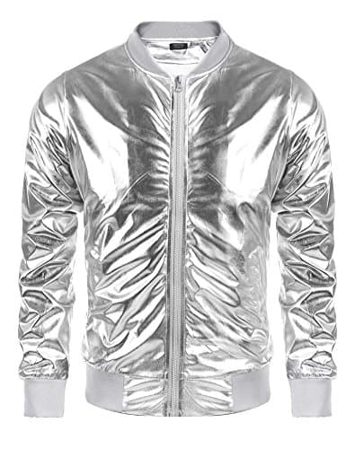 COOFANDY Men's Metallic Varsity Jacket