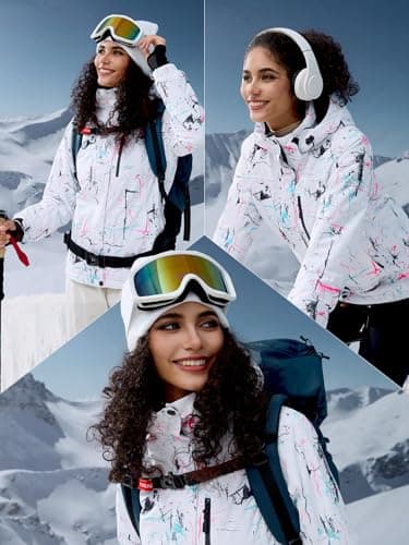 Women's Waterproof Ski Snow Jacket with Fleece Lining