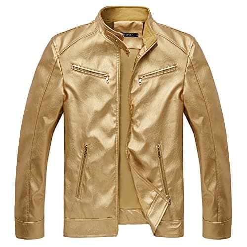 Men's Faux Leather Stand Collar Motorcycle Jacket