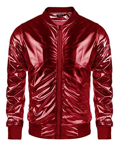 COOFANDY Men's Metallic Varsity Jacket