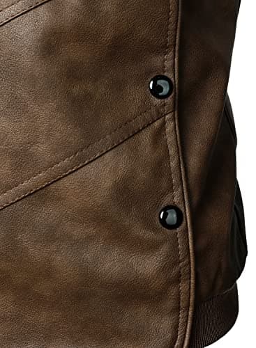 HOOD CREW Mens Lightweight Faux Leather Motorcycle Jacket