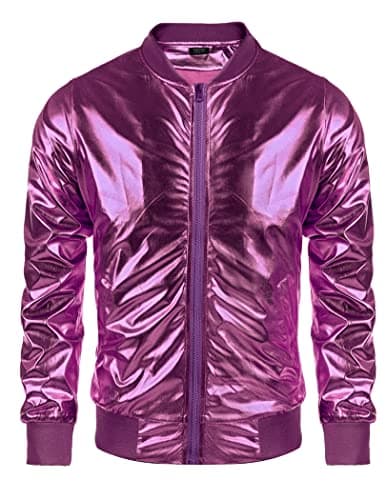 COOFANDY Men's Metallic Varsity Jacket