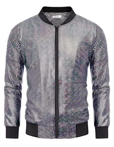 COOFANDY Men's Metallic Varsity Jacket