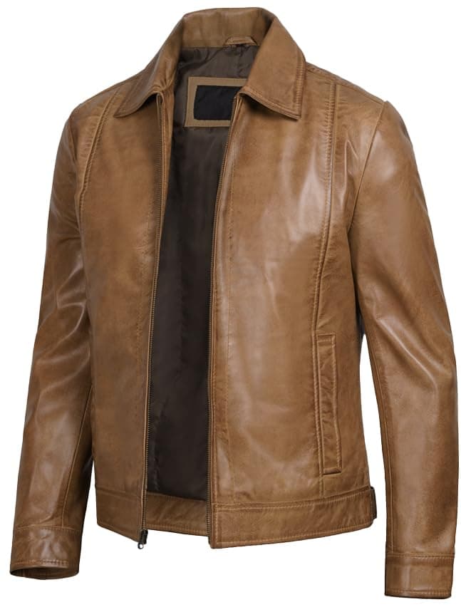 Decrum Mens Real Lambskin Classic Vintage Leather Jacket
