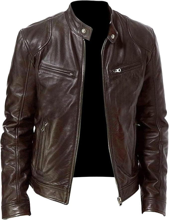 Men's Faux Leather Motorcycle Jacket