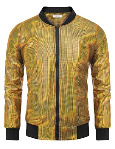 COOFANDY Men's Metallic Varsity Jacket