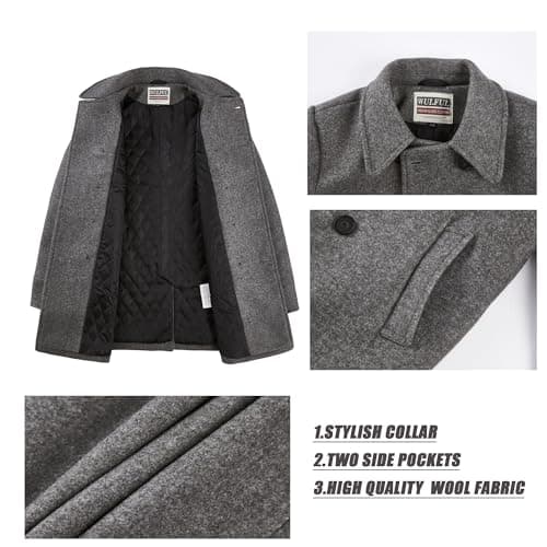 Boys Wool Trench Coat Winter Pea Coat