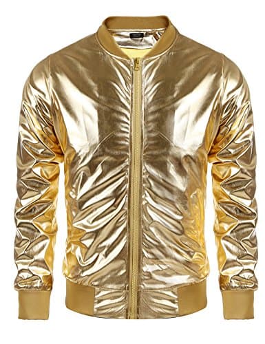COOFANDY Men's Metallic Varsity Jacket