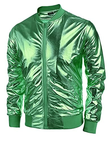 COOFANDY Men's Metallic Varsity Jacket