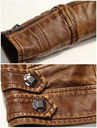 Vintage Stand Collar Men's Faux Leather Jacket for Motorcycle Riders