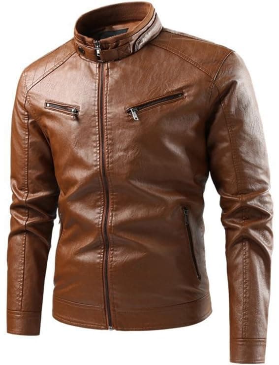 Men's Faux Leather Motorcycle Jacket