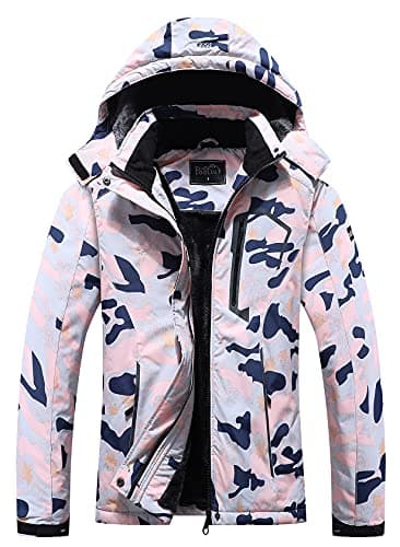 Pooluly Women's Ski Jacket Winter Waterproof Windbreaker Hooded Raincoat Snowboarding Jackets