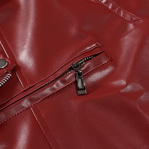 Men's Faux Leather Zip Up Motorcycle Jacket for Fall