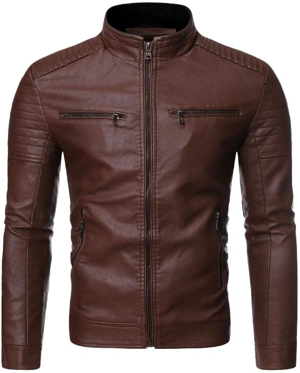 Men's Faux Leather Motorcycle Jacket