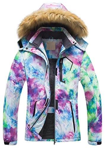 Women's Waterproof Ski Jacket Winter Snow Coats Fur Hooded Raincoat Parka