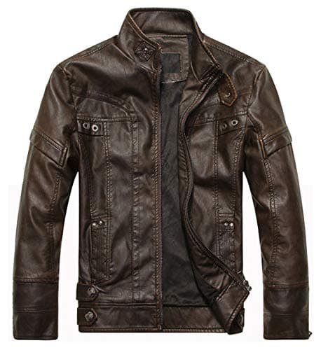 WULFUL Men's Vintage Leather Motorcycle Jacket