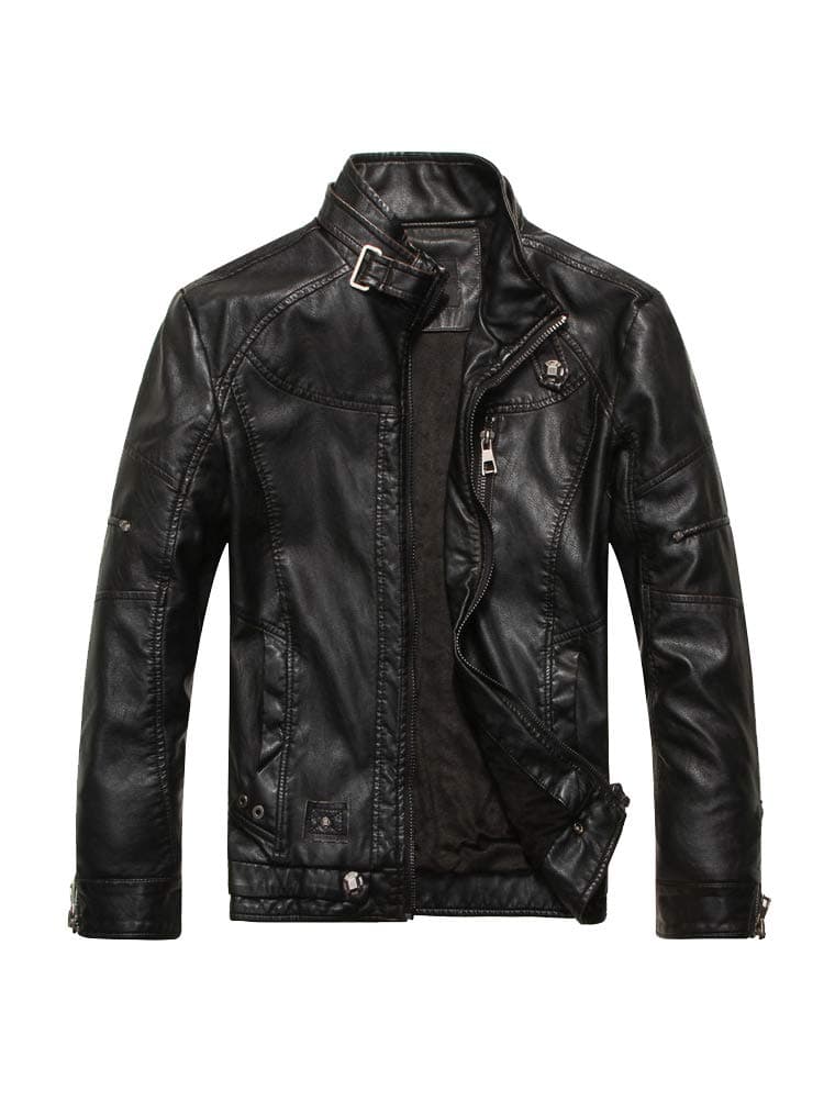PASOK Men's Vintage Faux Leather Motorcycle Jacket