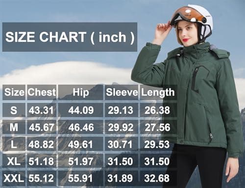 Womens ELLSWOS Winter Ski Jacket Warm Waterproof Windproof Raincoat