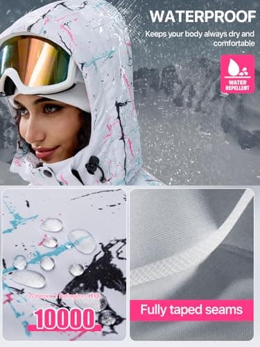 Women's Waterproof Ski Snow Jacket with Fleece Lining