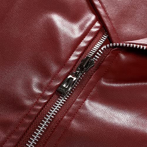 Men's Faux Leather Zip Up Motorcycle Jacket for Fall