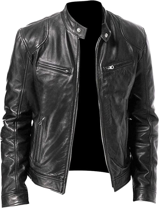 Men's Faux Leather Motorcycle Jacket