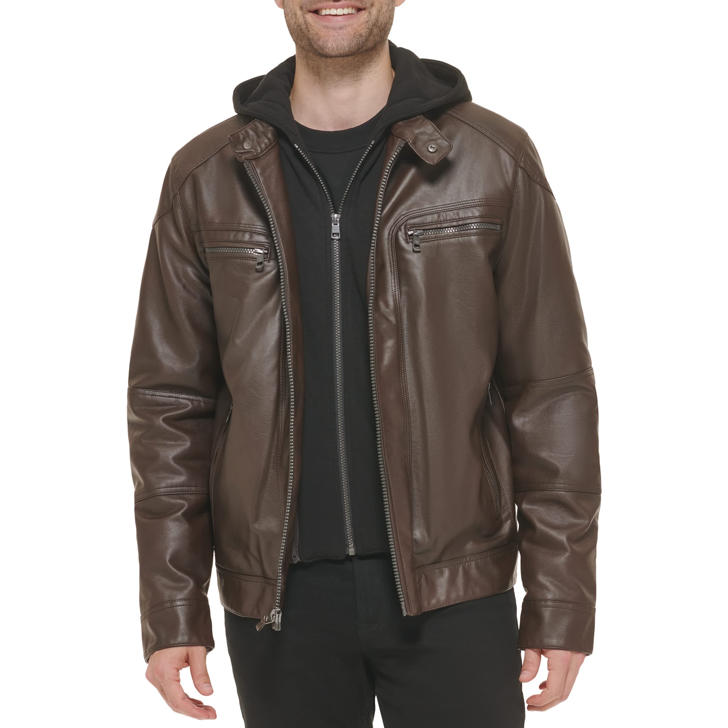 Calvin Klein Men's Faux Leather Moto Jacket