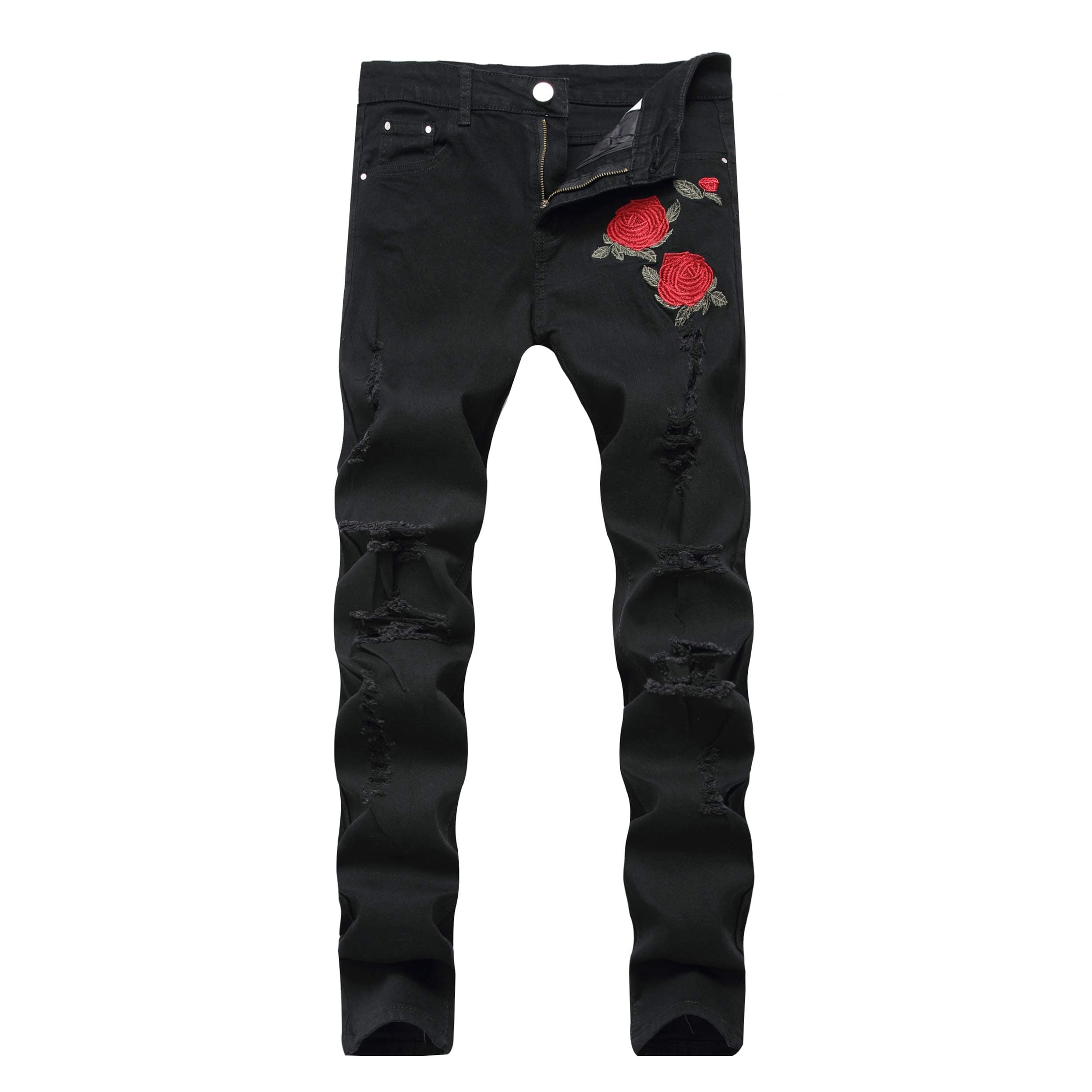 Leward Men's Skinny Slim Fit Ripped Jeans