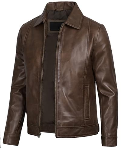 Decrum Mens Real Lambskin Classic Vintage Leather Jacket