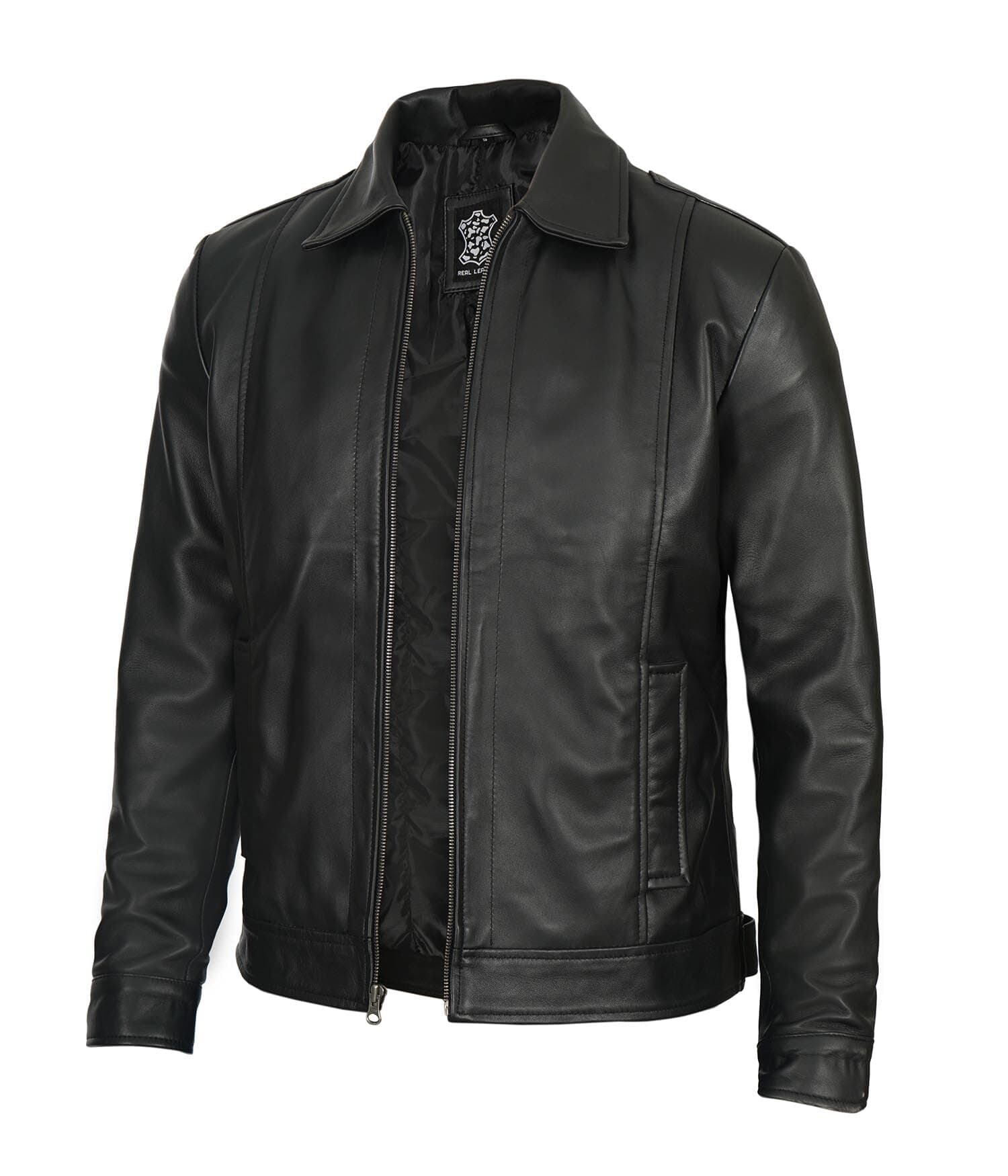 Decrum Mens Real Lambskin Classic Vintage Leather Jacket