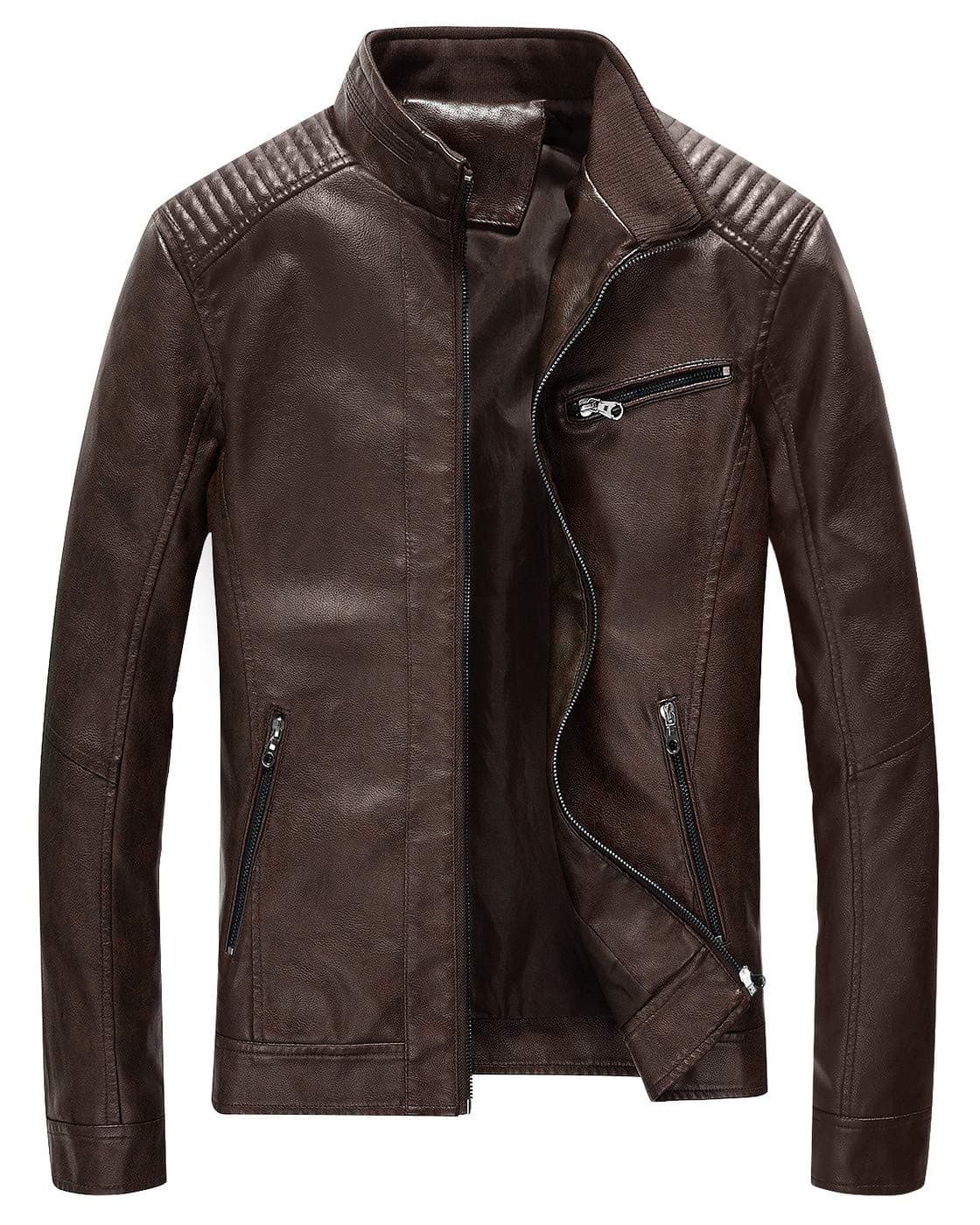 Fairylinks Black Slim Fit Motorcyclist Leather Jacket